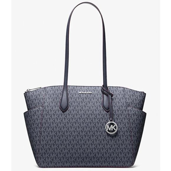 Michael Kors Marilyn Medium Top Zip Shoulder Tote Bag MK Admiral - Picture 1 of 1